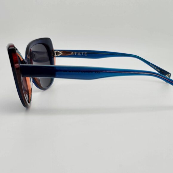 State Optical Lill Sun Indigo Coral Frame Grey Lens Cat Eye Sunglasses w/ Case main image 5
